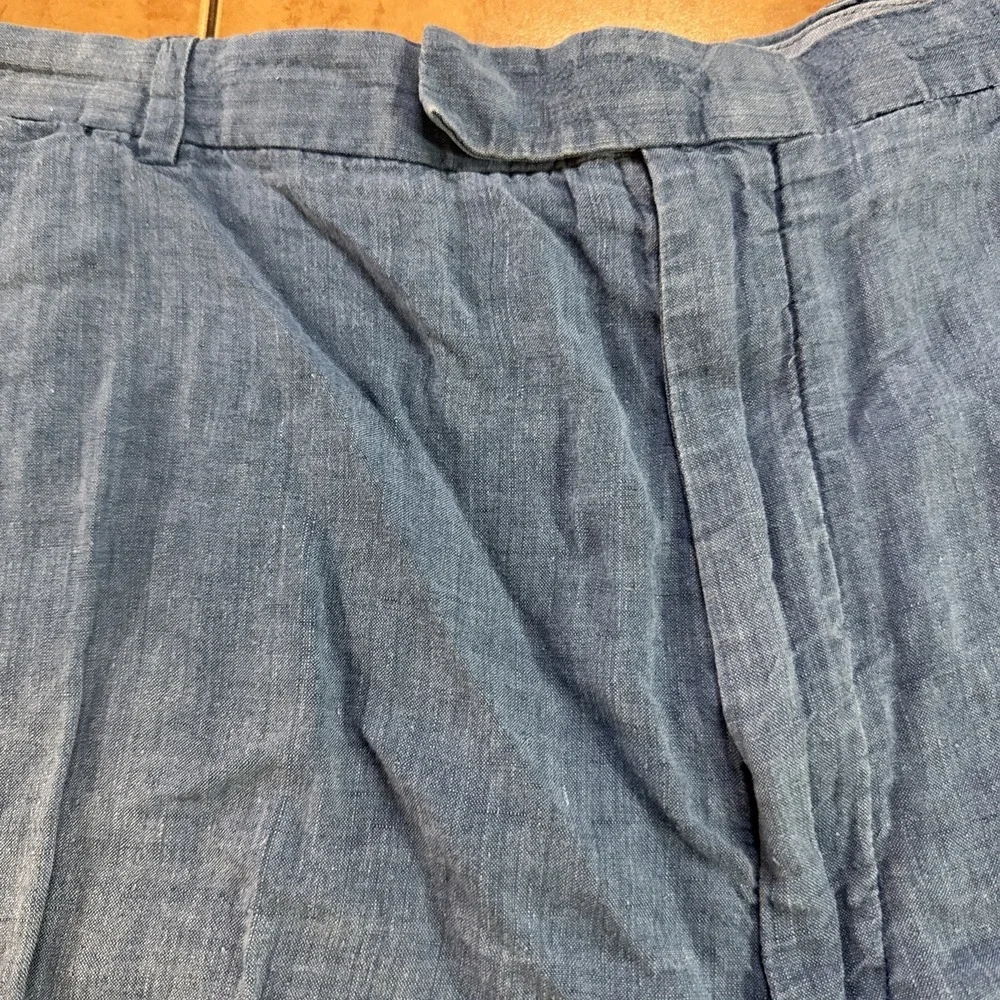 Polo Ralph Lauren Shorts Mens Sz 46B BIG‎ Classic Fit Blue 100% Linen Chambray